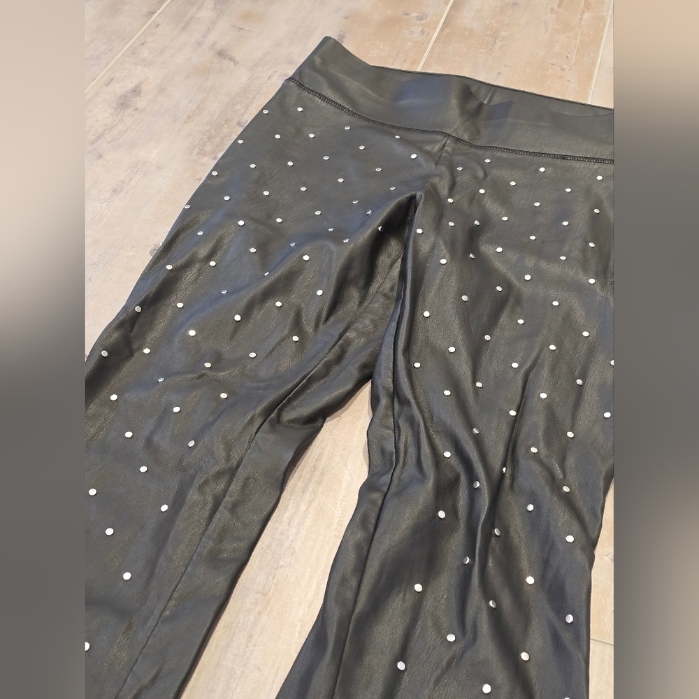 Black Studded Faux Leather Leggings - Picture 4 of 9